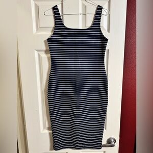Striped Navy and White Sleeveless Dress